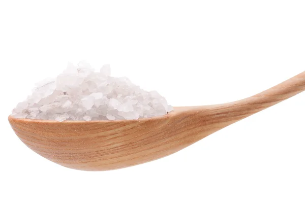 Fakanállal elszigetelt fehér háttér kivágott ásványi só — Stock Fotó