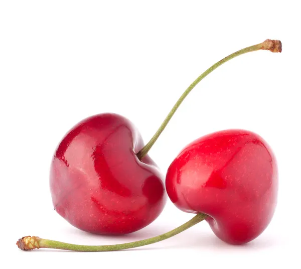 Две вишневые ягоды в форме сердца — стоковое фото