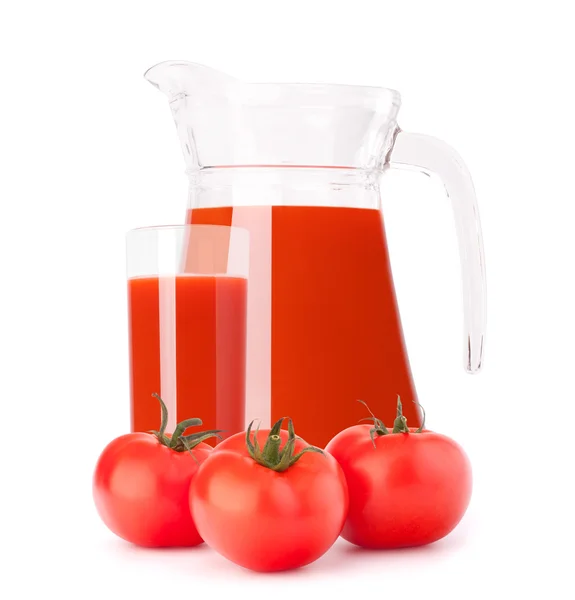 Tomatengemüsesaft im Glaskrug — Stockfoto