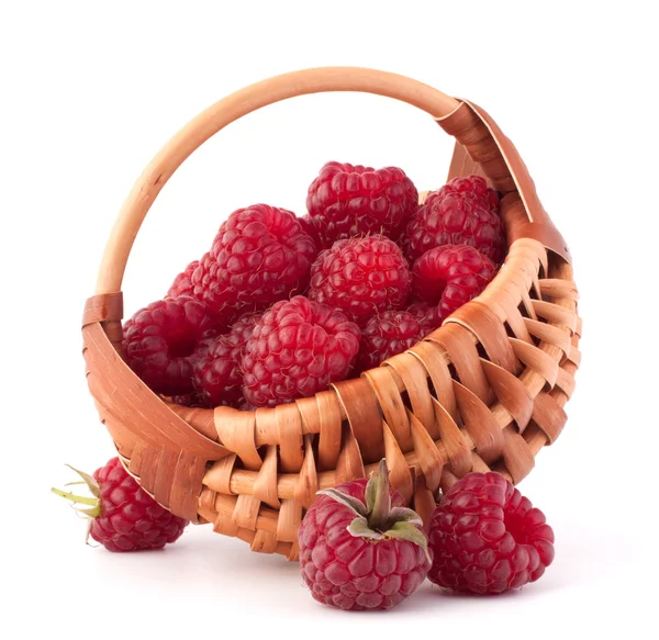 Ripe raspberries in basket — Stock Photo, Image