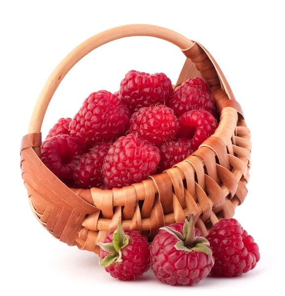 Ripe raspberries in basket — Stock Photo, Image