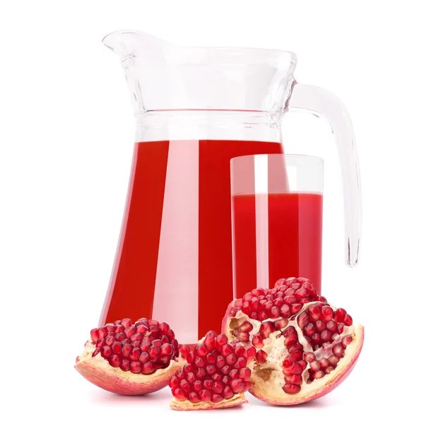 Pomegranate fruit juice in glass pitcher — Stock Photo, Image