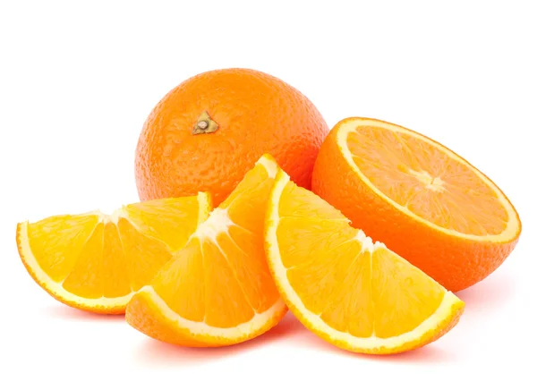 Whole orange fruit and his segments or cantles — Stock Photo, Image