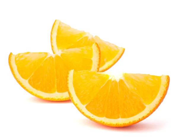 Три оранжевых фруктовых сегмента или кантели — стоковое фото
