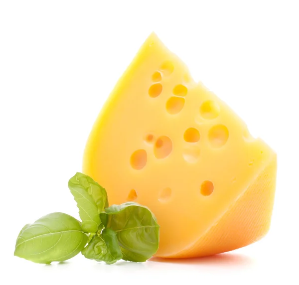 Сыр и листья базилика — стоковое фото