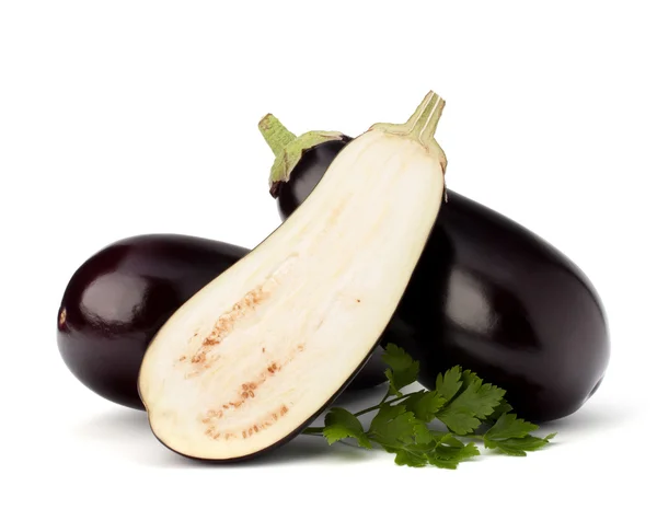 Aubergine eller aubergine och persilja blad — Stockfoto