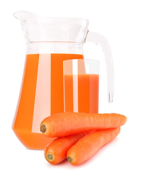 Carrot vegetable juice in glass jug — Stock Photo, Image