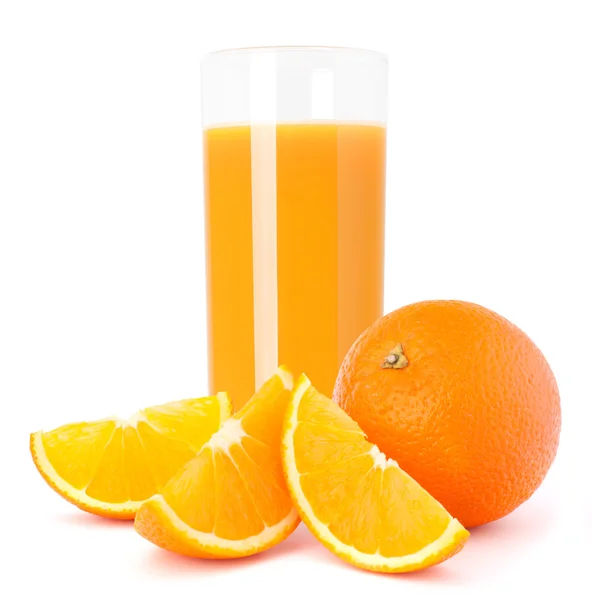 Succo di vetro e frutta arancione — Foto Stock