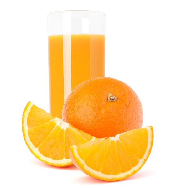 SAP glas en oranje fruit — Stockfoto