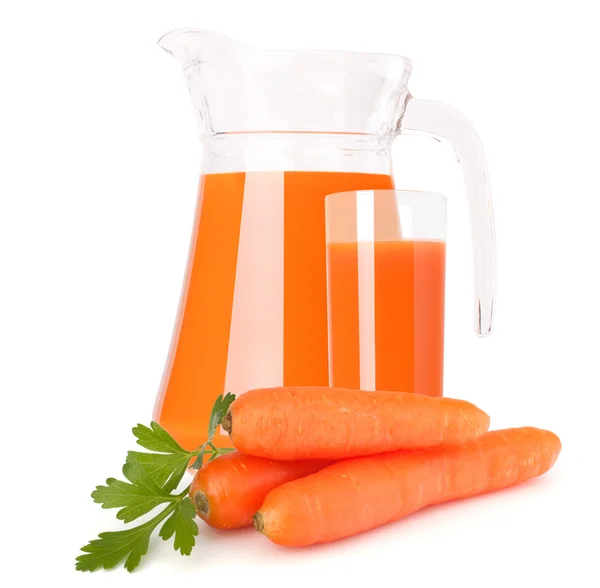 Carrot vegetable juice in glass jug — Stock Photo, Image