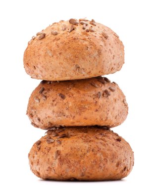 üç hamburger topuz veya rulo ile susam tohumu kesme