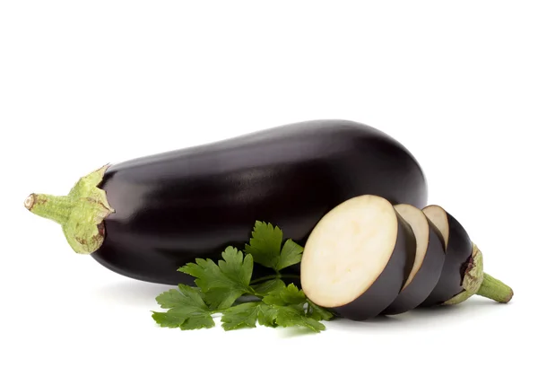 Aubergine eller aubergine och persilja blad — Stockfoto