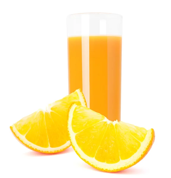 Verre à jus et fruits d'orange — Photo