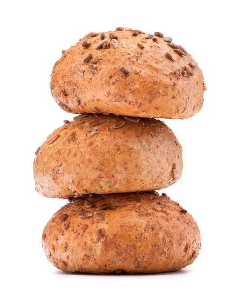 Three hamburger bun or roll with sesame seeds cutout — Stock Photo, Image