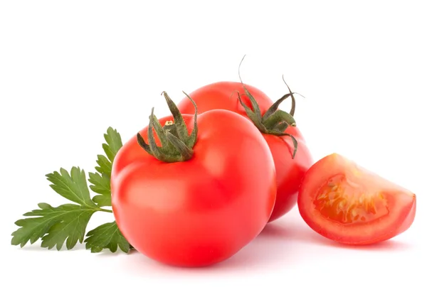 Légumes de tomates et feuilles de persil nature morte — Photo