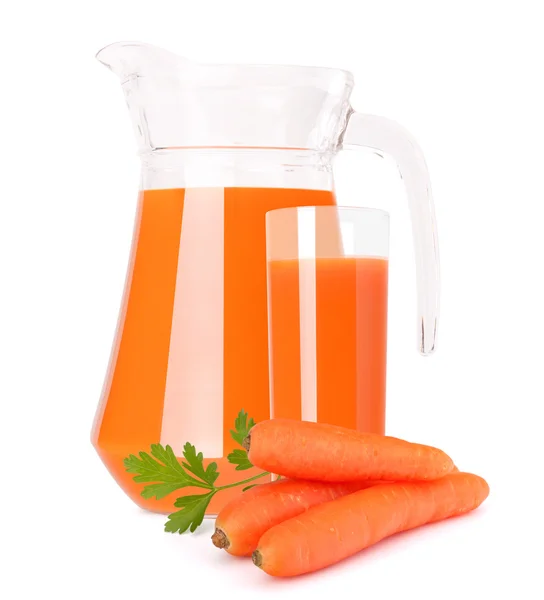 Carrot vegetable juice in glass jug — Stock Photo, Image