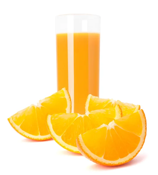 Juice glass and orange fruit — Stock Photo, Image