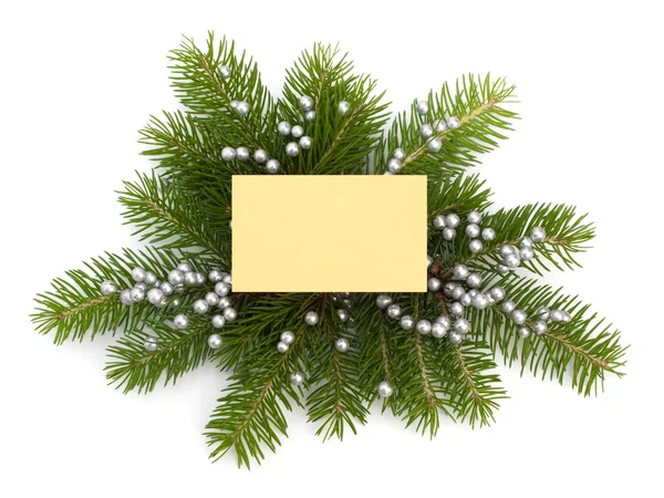 Christmas decoration with greeting card — Stock Photo, Image