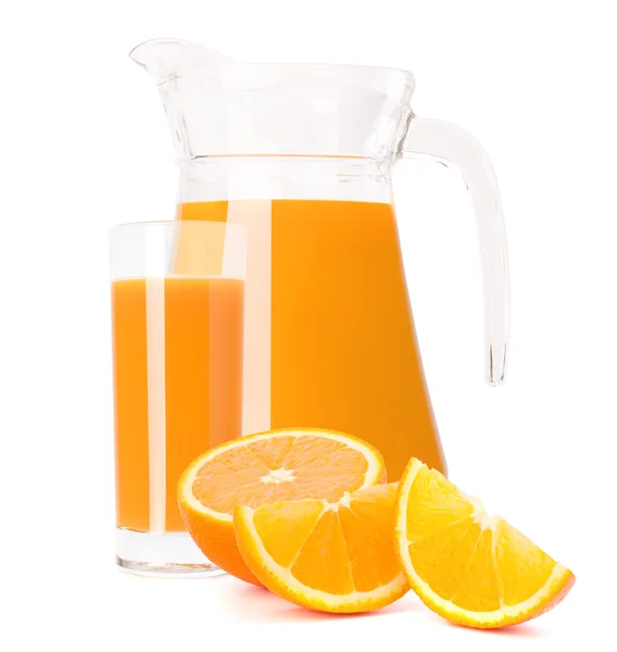 Orange fruit juice in glass jug — Stock Photo, Image