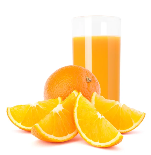 SAP glas en oranje fruit — Stockfoto