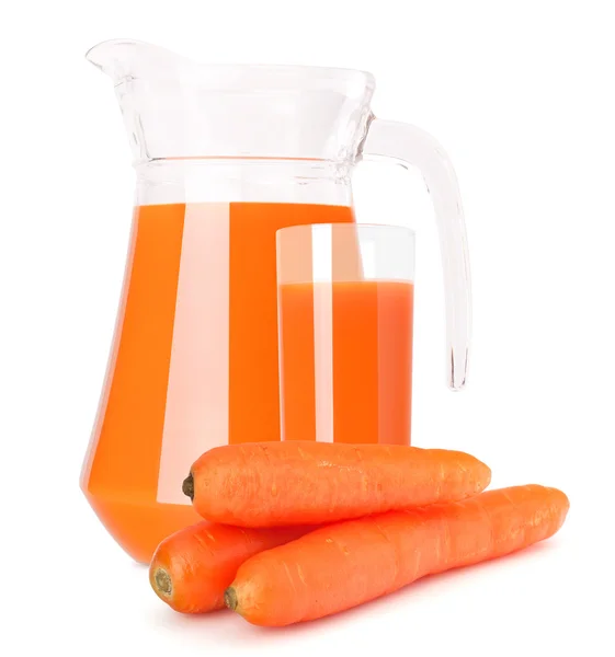 Carrot vegetable juice in glass jug — Stock Photo, Image