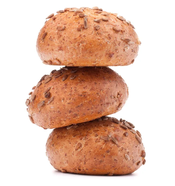 Three hamburger bun or roll with sesame seeds cutout — Stock Photo, Image