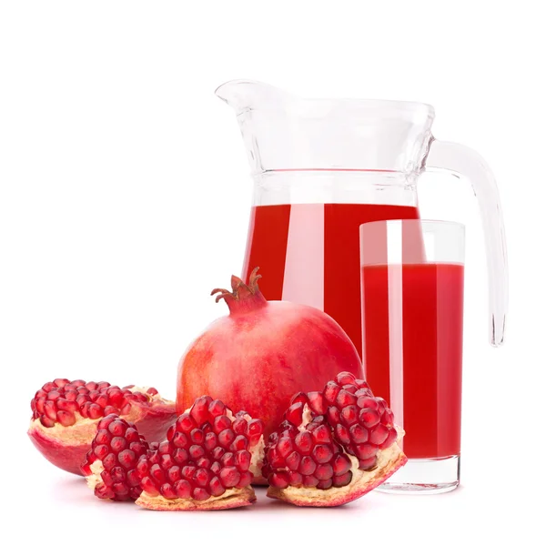 Pomegranate fruit juice in glass pitcher — Stock Photo, Image