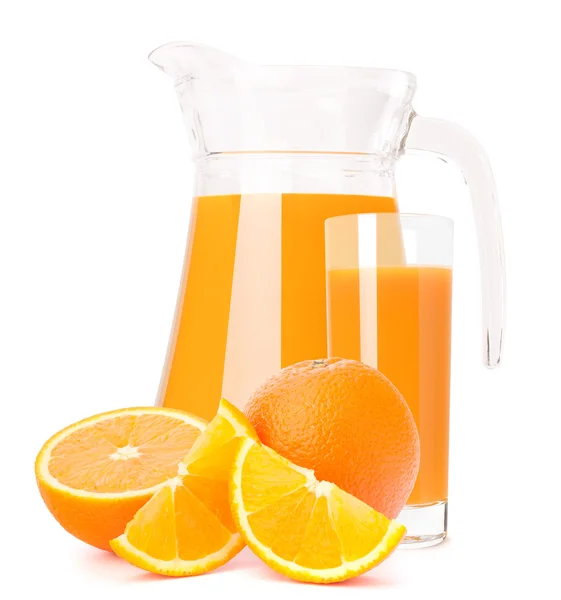 Suco de frutas de laranja em jarro de vidro — Fotografia de Stock