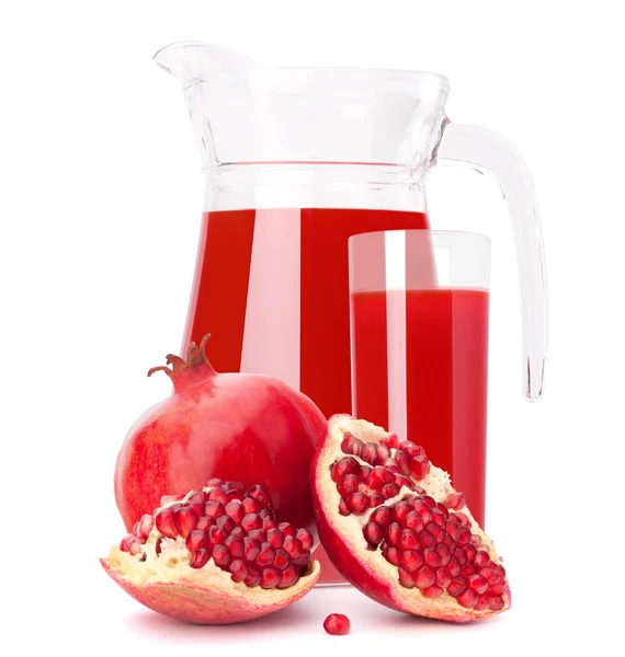Pomegranate fruit juice in glass pitcher — Stock Photo, Image