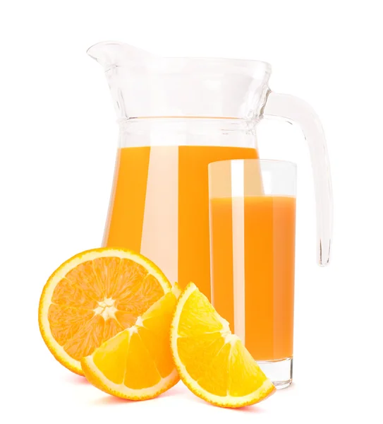 Orange fruit juice in glass jug — Stock Photo, Image