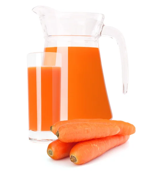 Carrot vegetable juice in glass jug — Stock Photo, Image