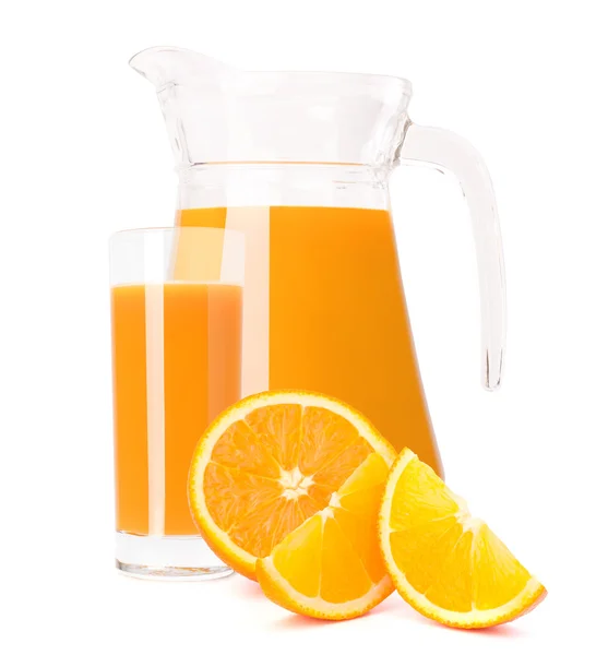 Orange fruit juice in glass jug — Stock Photo, Image