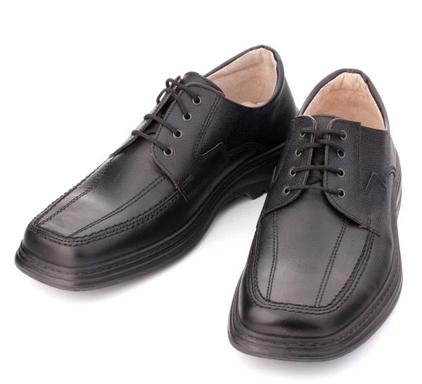 Black glossy man 's shoes with shoelaces — стоковое фото