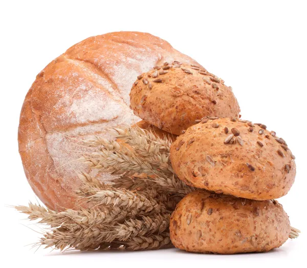 Fresh bread and flour sack — Stock Photo, Image