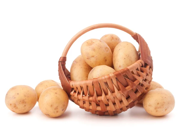 Potato tuber  in wicker basket — Stock Photo, Image