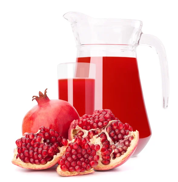 Pomegranate fruit juice in glass pitcher — Stock Photo, Image