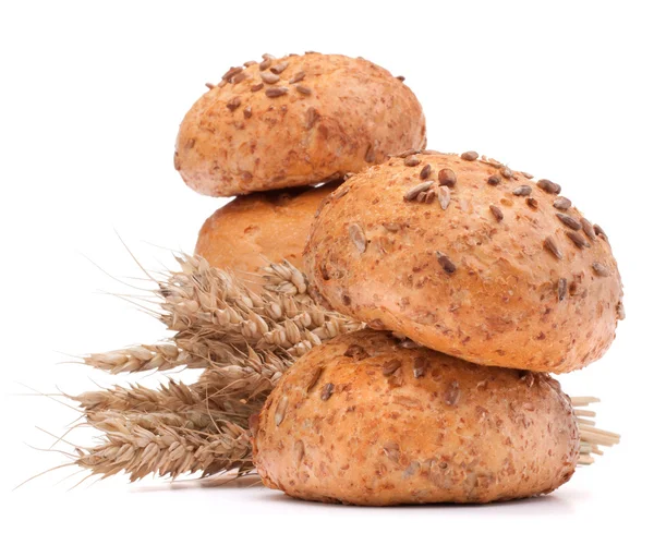 Fresh buns with wheat spikelet — Stock Photo, Image