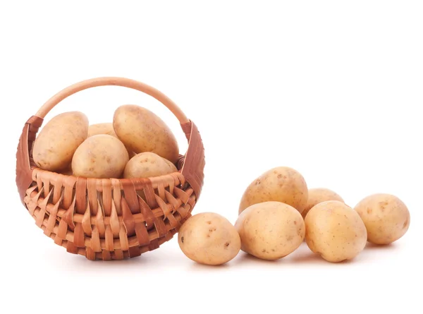 Potato tuber  in wicker basket — Stock Photo, Image