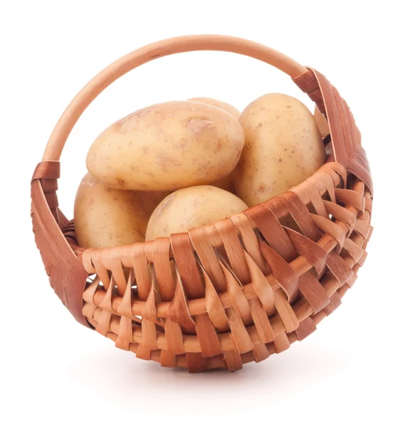 Potato tuber  in wicker basket — Stock Photo, Image