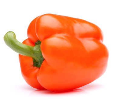 Beyaz arka plan üzerinde kesme izole turuncu tatlı dolmalık biber 