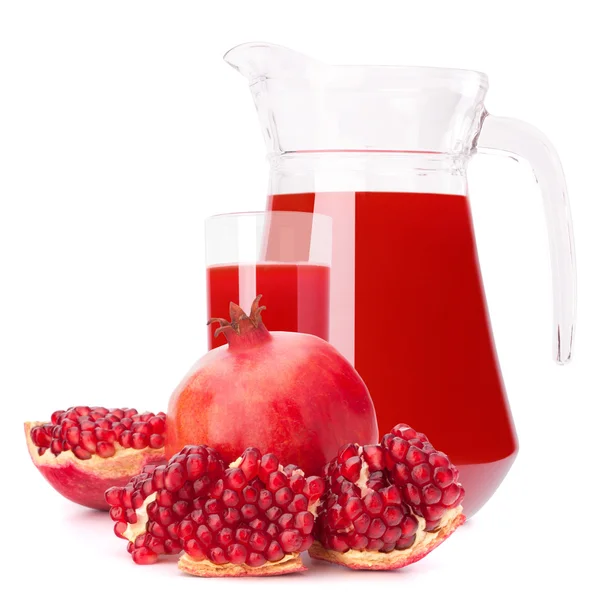 Pomegranate fruit juice in glass pitcher — Stock Photo, Image