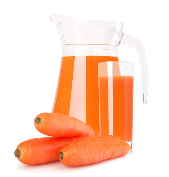 Carrot vegetable juice in glass jug — Stock Photo, Image