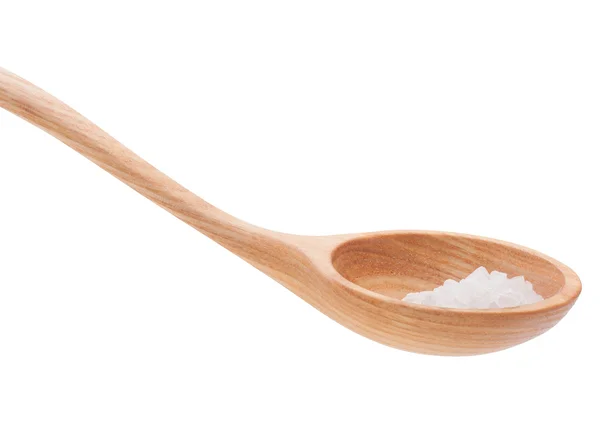 Soli mineralnych w drewnianą łyżką — Zdjęcie stockowe