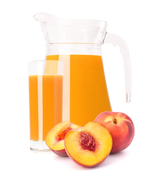 在罐子里的桃果汁 — 图库照片