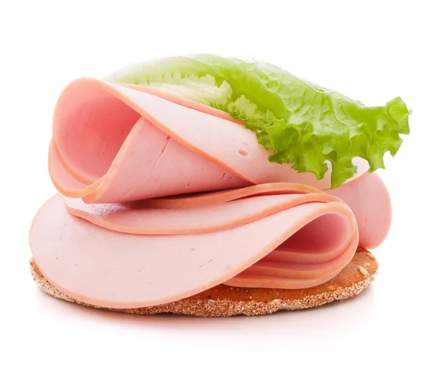 Sándwich con jamón de cerdo sobre fondo blanco recorte —  Fotos de Stock