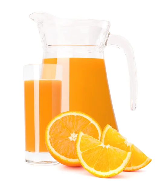 Orange fruit juice in glass jug — Stock Photo, Image