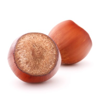 Beyaz arka plan üzerinde kesme izole fındık veya fındık ceviz 