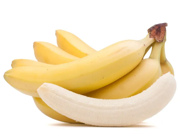 Kilka bananów na białym tle na białe tło wyłącznik — Zdjęcie stockowe