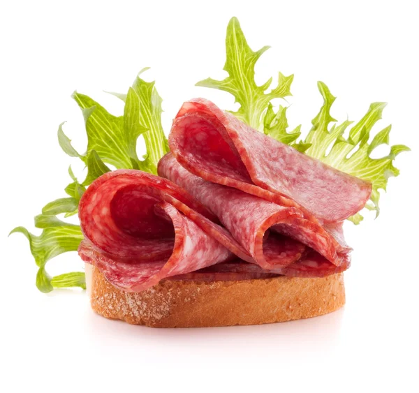 Sandwich with salami sausage — Stock Photo, Image