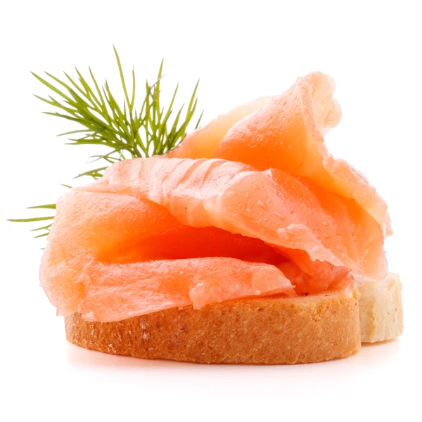 Sandwich or canape with salmon — Stock Photo, Image